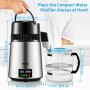 VEVOR Water Distiller 1L/H Household Silver Water Distiller Make Distilled Water 750W, Double Screen Stainless Steel Distiller Plant with Glass Jug Distill Pure Water