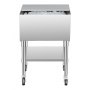 VEVOR Commercial Ice Bin, 61.6 L Rolling Ice Chest on Wheels, 24 x 19.1 x 36.8 in Stainless Steel Cooler Cart with Sliding Lid, Bottom Storage Tray, Adjustable Bullet Feet, for Bar, Restaurant, Pub