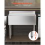 VEVOR Commerciële ijsbak 95,3 L Onderbouw ijsbak (913 x 483 x 937 mm) RVS ijsbak met schuifdeksel en verstelbare bolpoten, koelwagen voor bar, restaurant, keuken, zilver