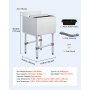 VEVOR Commercial Ice Bin, 46.7 L Max Capacity, 455 x 455 x 850 mm Stainless Steel Ice Chest with Sliding Lid and Bottle Holders, Cooler Cart Cocktail Unit for Bar Restaurant Pub, NSF Certified