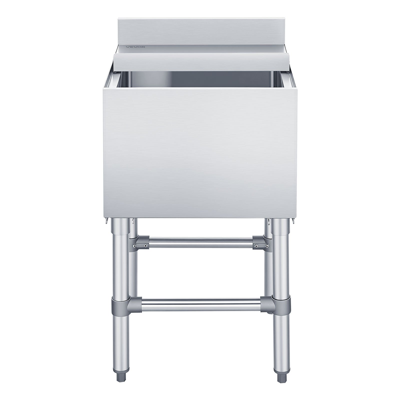 VEVOR Commercial Ice Bin, 46.7 L Max Capacity, 455 x 455 x 850 mm Stainless Steel Ice Chest with Sliding Lid and Bottle Holders, Cooler Cart Cocktail Unit for Bar Restaurant Pub, NSF Certified