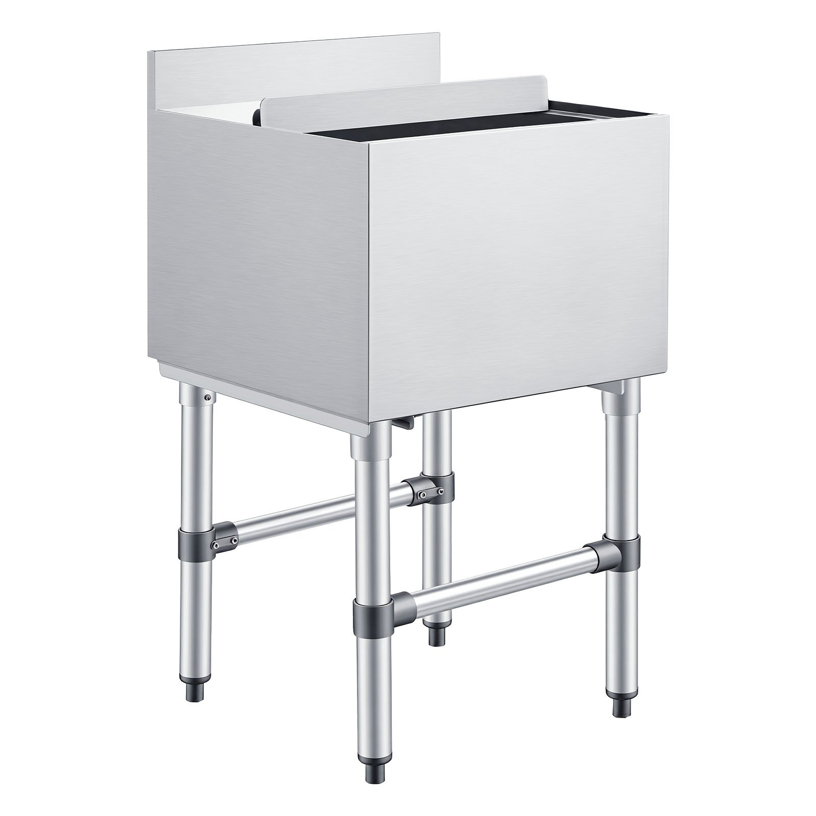 VEVOR Commercial Ice Bin, 46.7 L Max Capacity, 455 x 455 x 850 mm Stainless Steel Ice Chest with Sliding Lid and Bottle Holders, Cooler Cart Cocktail Unit for Bar Restaurant Pub, NSF Certified