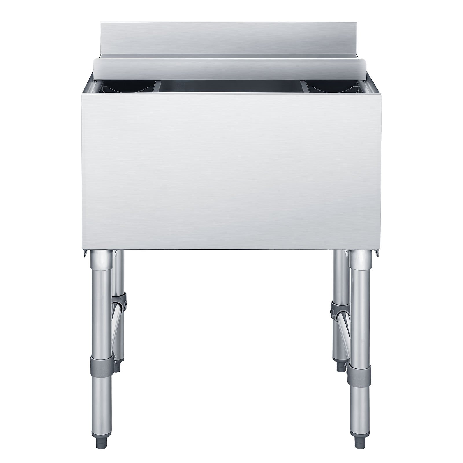 VEVOR Catering ijscontainer 61,6 liter, roestvrijstalen onderbouw ijscontainer 610 x 482 x 850 mm met schuifdeksel, flessenhouders en verstelbare poten, voor bar, restaurant en café, NSF-gecertificeerd