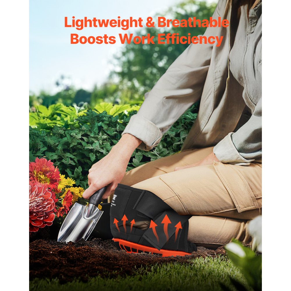 VEVOR Kniebeschermers 30x20 cm, Verlengde kniebeschermers met 2 verlengbanden, Antislip Foam Gel Tegelzetterskniebeschermers voor tuinieren, vloeren, daken en schoonmaken, Zwart en oranje