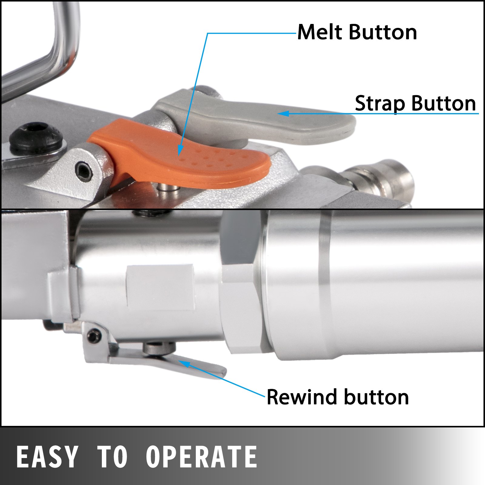 VEVOR Pneumatic Strapping Tool A25 Hand Held Strapping Machine for 0.75-0.98 inch PP/PET Belt Pneumatic Strapping Machine with 3500N Max Tension Packaging Banding Balers for 0.5-1.5mm Plastic Belt