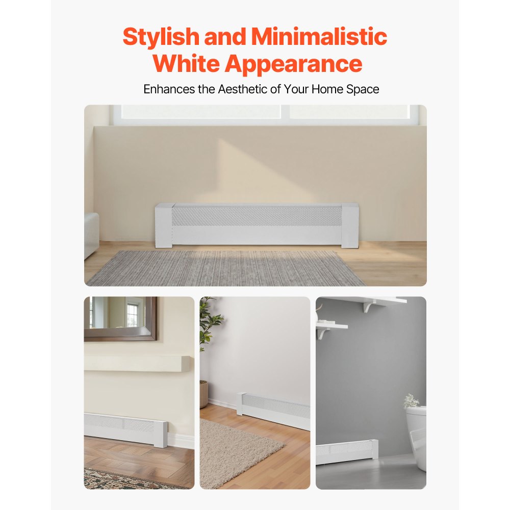 VEVOR Radiatorbekleding, Basic Serie, 916 x 80 x 193 mm, Standaard Frontbekleding voor Elektrische Radiatoren, Vervangende Bekleding van Robuust Staal, voor Slaapkamer, Wit