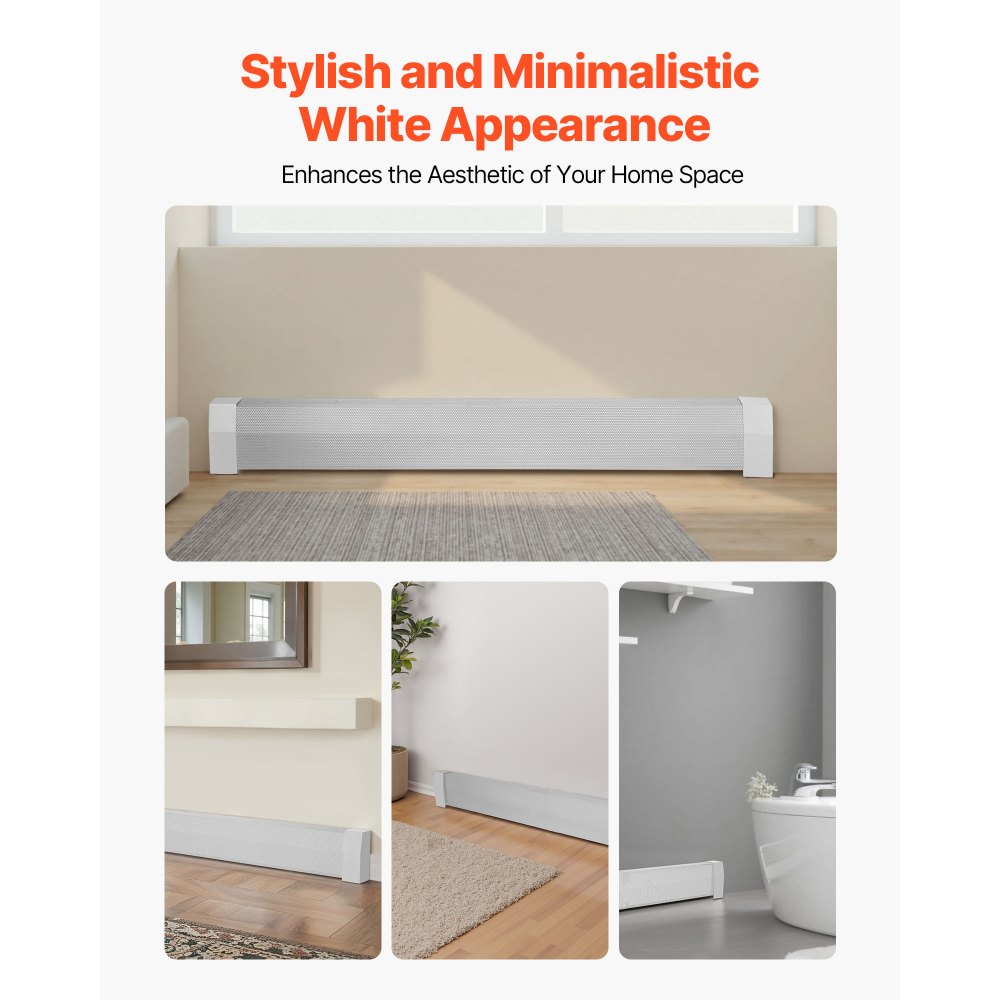 VEVOR Radiatorbekleding, Premium Serie, 1527 x 81 x 193 mm, Standaard Frontbekleding voor Elektrische Radiatoren, Vervangende Bekleding van Robuust Staal, voor Slaapkamer, Wit