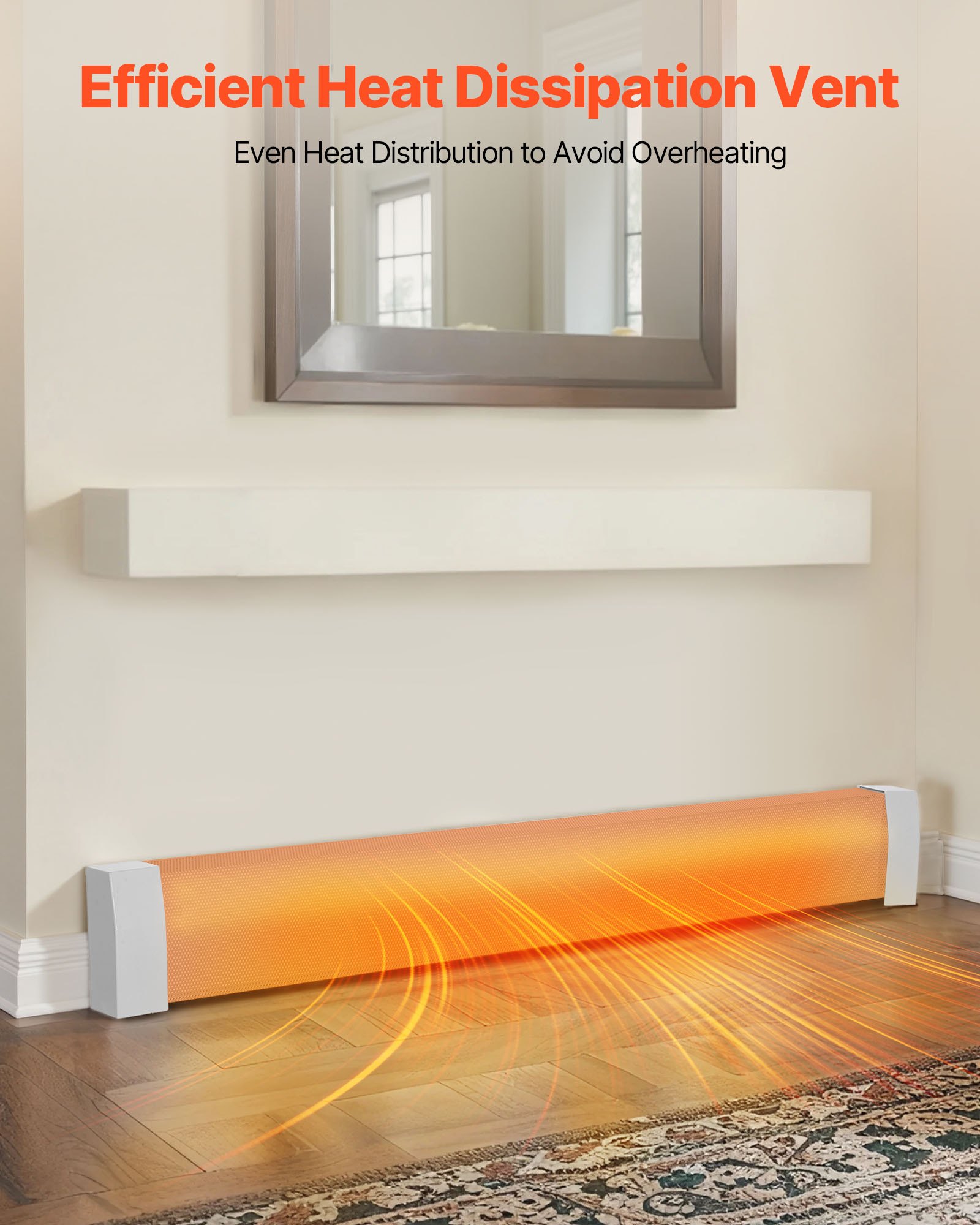 VEVOR Radiatorbekleding, Premium Serie, 1527 x 81 x 193 mm, Standaard Frontbekleding voor Elektrische Radiatoren, Vervangende Bekleding van Robuust Staal, voor Slaapkamer, Wit