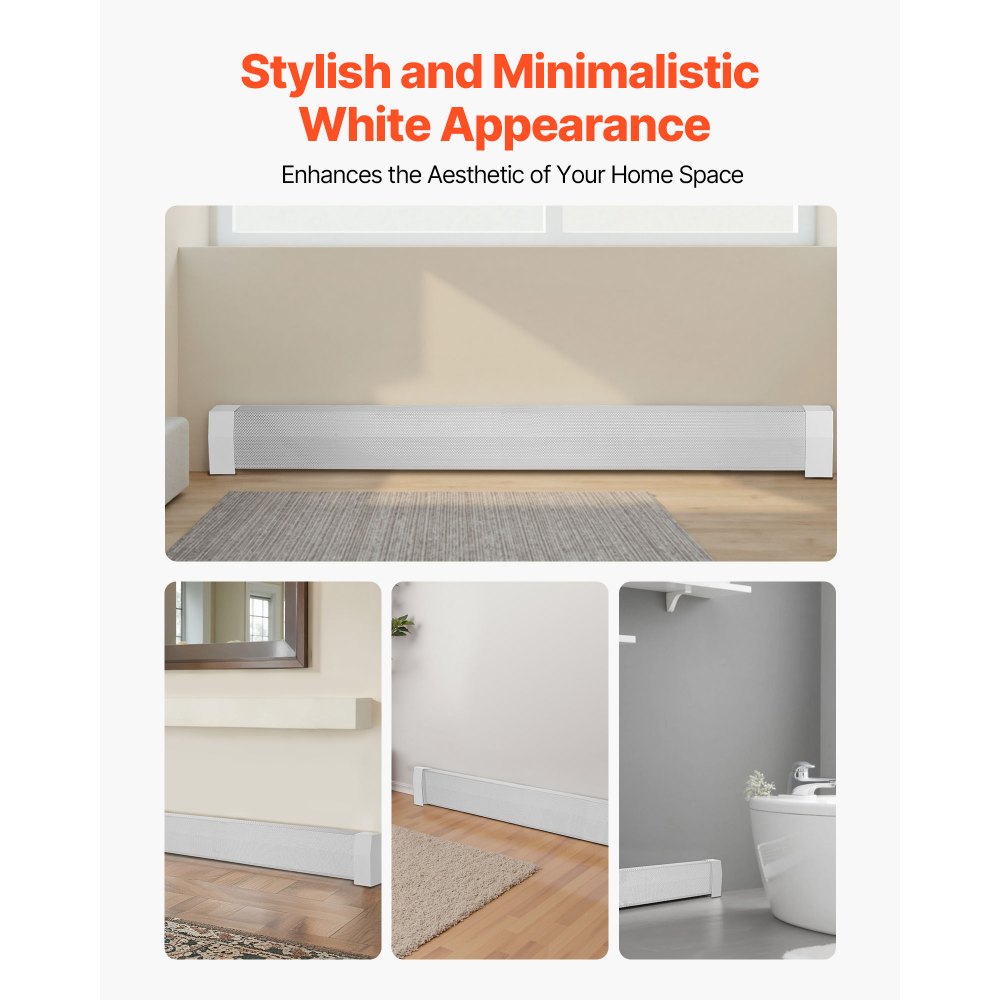 VEVOR Radiatorbekleding, Premium Serie, 1832 x 81 x 193 mm, Standaard Frontbekleding voor Elektrische Radiatoren, Vervangende Bekleding van Robuust Staal, voor Slaapkamer, Wit