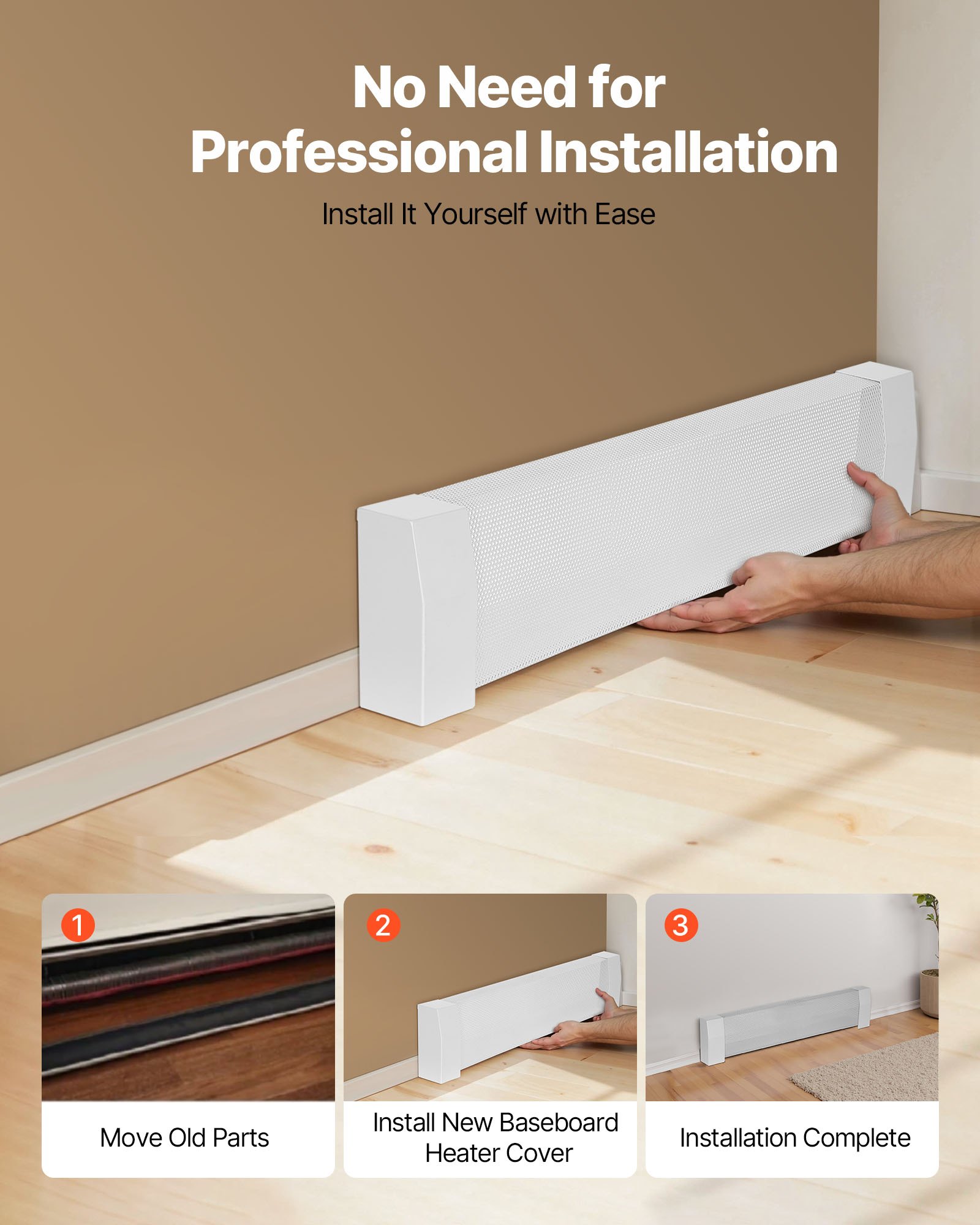 VEVOR Radiatorbekleding, Premium Serie, 917 x 81 x 193 mm, Standaard Frontbekleding voor Elektrische Radiatoren, Vervangende Bekleding van Robuust Staal, voor Slaapkamer, Wit