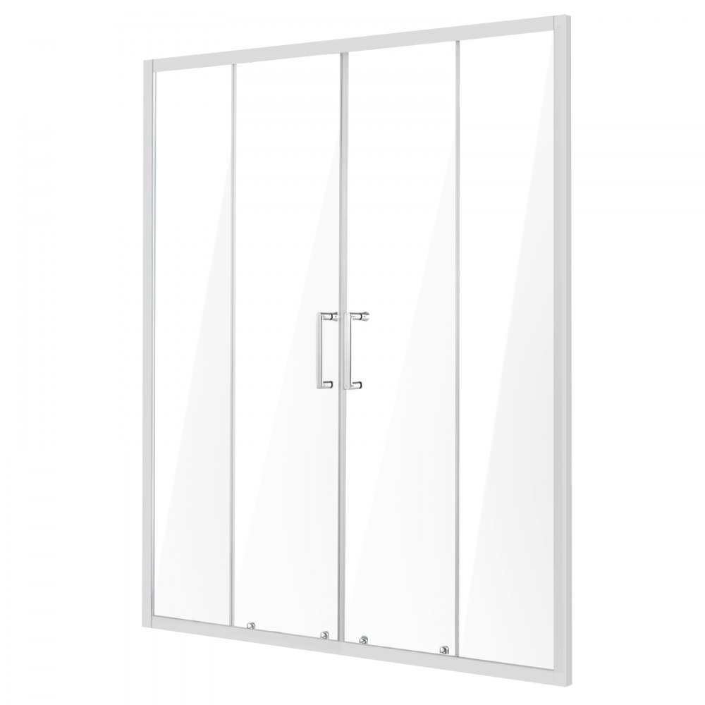 VEVOR Semi-frameless Shower Door, 57.8-59" W x 70" H, Double Sliding Glass Door with 1/4"(6mm) Clear Tempered Glass, Waterproof Shatterproof NANO Stain-Resistant with Stainless Steel Hardware, Chrome