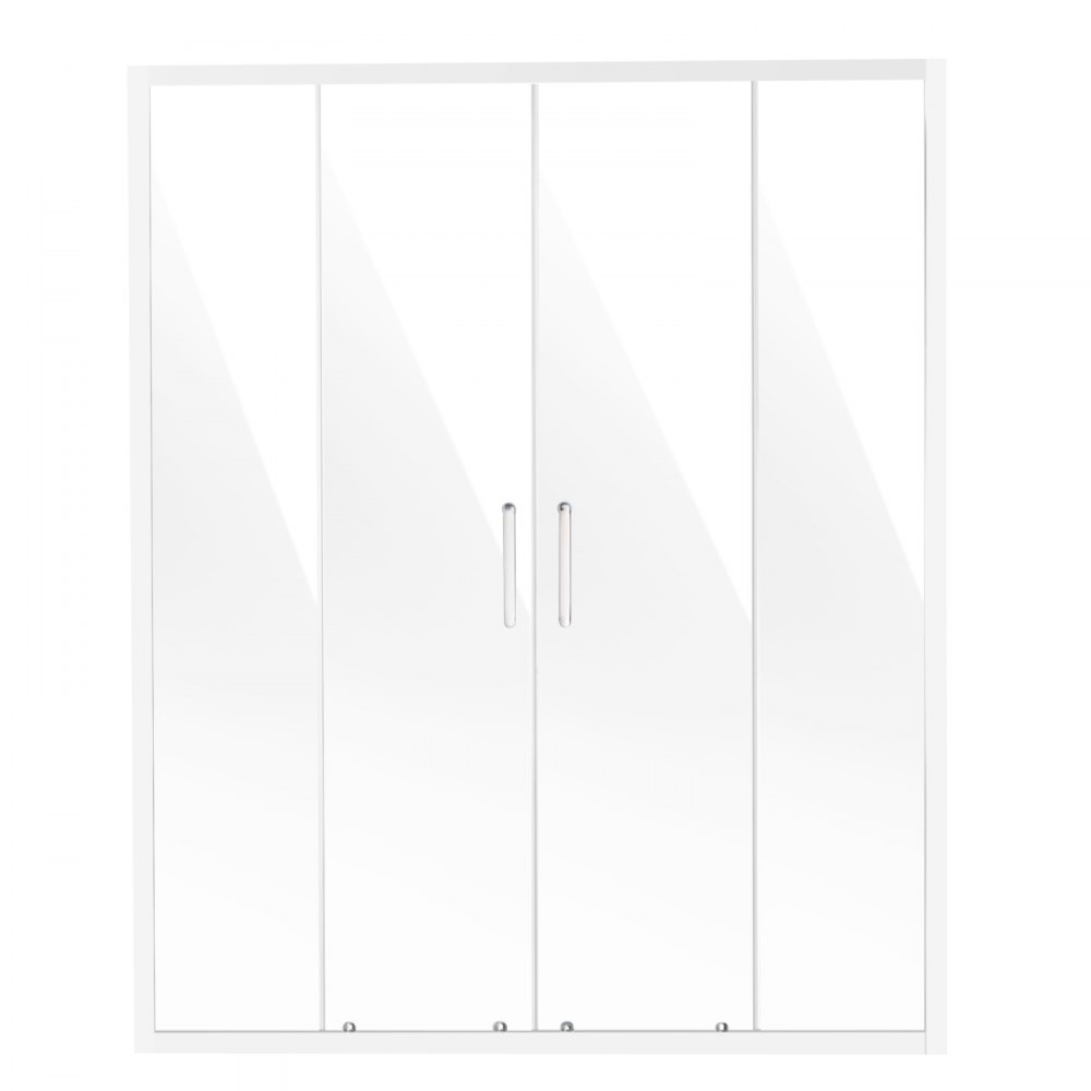 VEVOR Semi-frameless Shower Door, 57.8-59" W x 70" H, Double Sliding Glass Door with 1/4"(6mm) Clear Tempered Glass, Waterproof Shatterproof NANO Stain-Resistant with Stainless Steel Hardware, Chrome