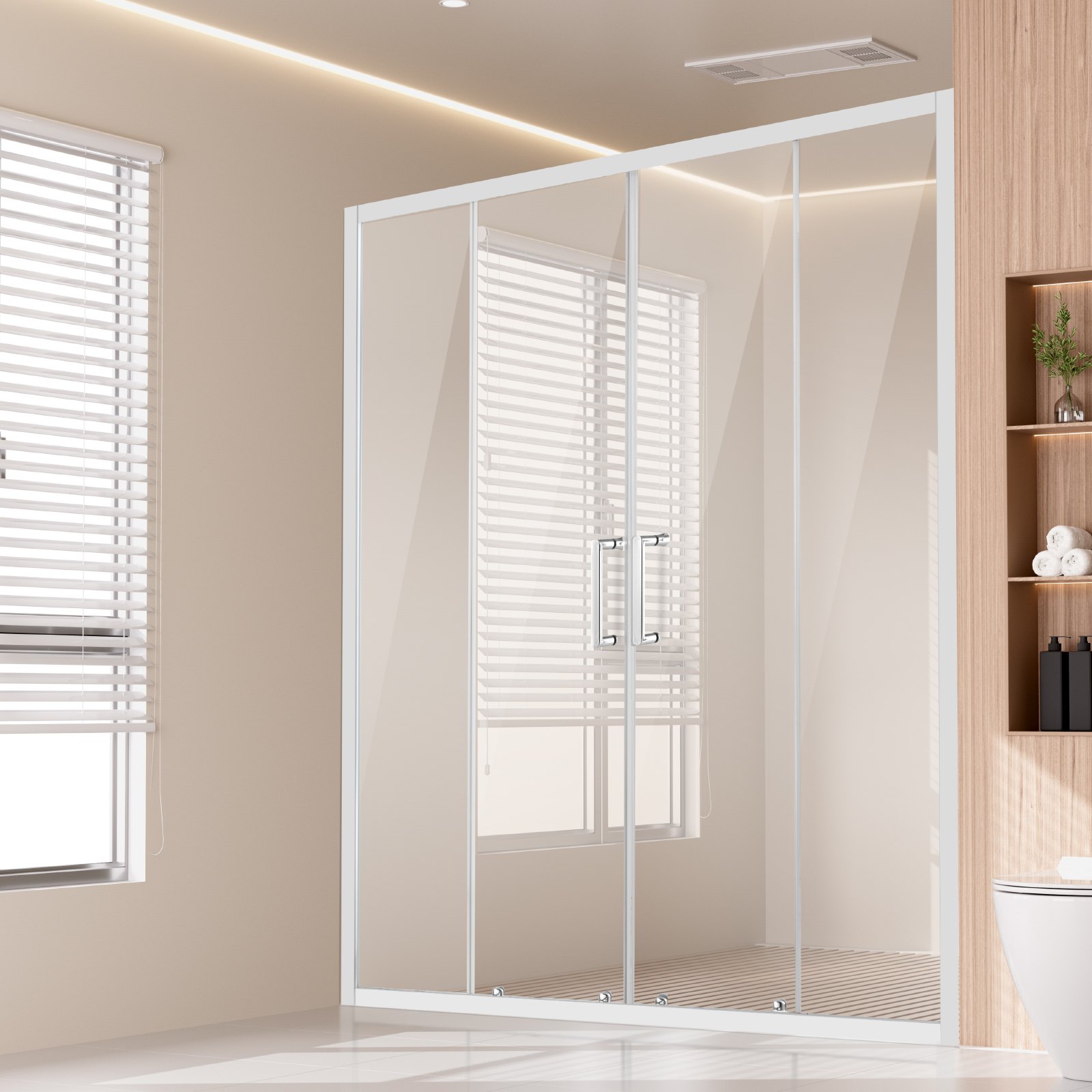 VEVOR Semi-frameless Shower Door, 57.8-59" W x 70" H, Double Sliding Glass Door with 1/4"(6mm) Clear Tempered Glass, Waterproof Shatterproof NANO Stain-Resistant with Stainless Steel Hardware, Chrome