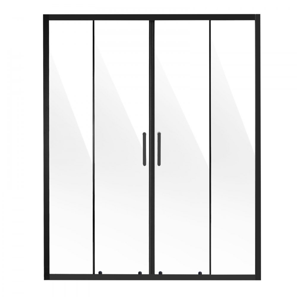 VEVOR Semi-frameloze douchedeur Dubbele glazen schuifdeur 1469-1499 x 1778 mm met (6 mm) helder gehard glas, waterdicht, onbreekbaar, vlekbestendig, met roestvrijstalen hardware, matzwart