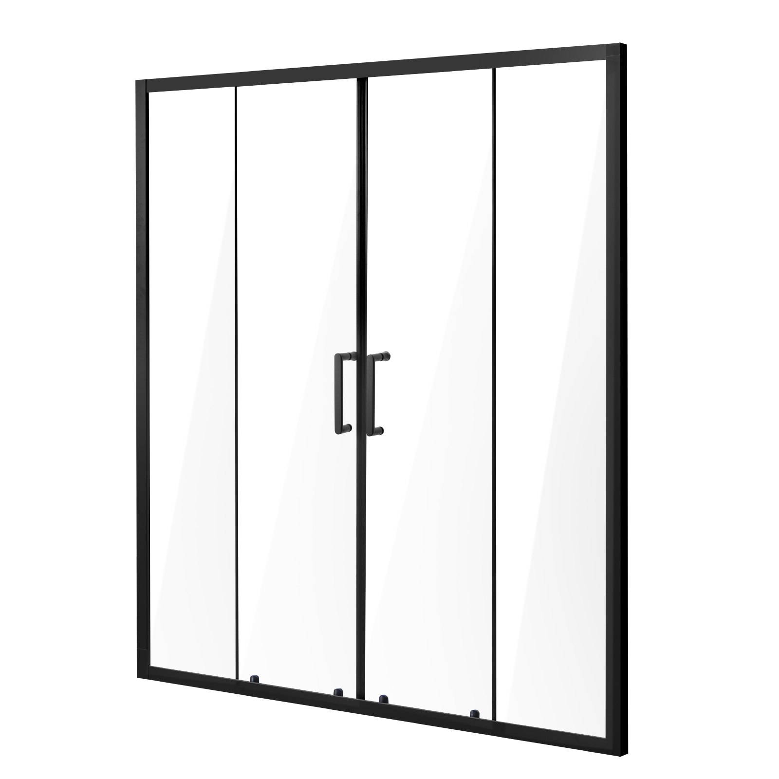 VEVOR Semi-frameloze douchedeur Dubbele glazen schuifdeur 1469-1499 x 1778 mm met (6 mm) helder gehard glas, waterdicht, onbreekbaar, vlekbestendig, met roestvrijstalen hardware, matzwart