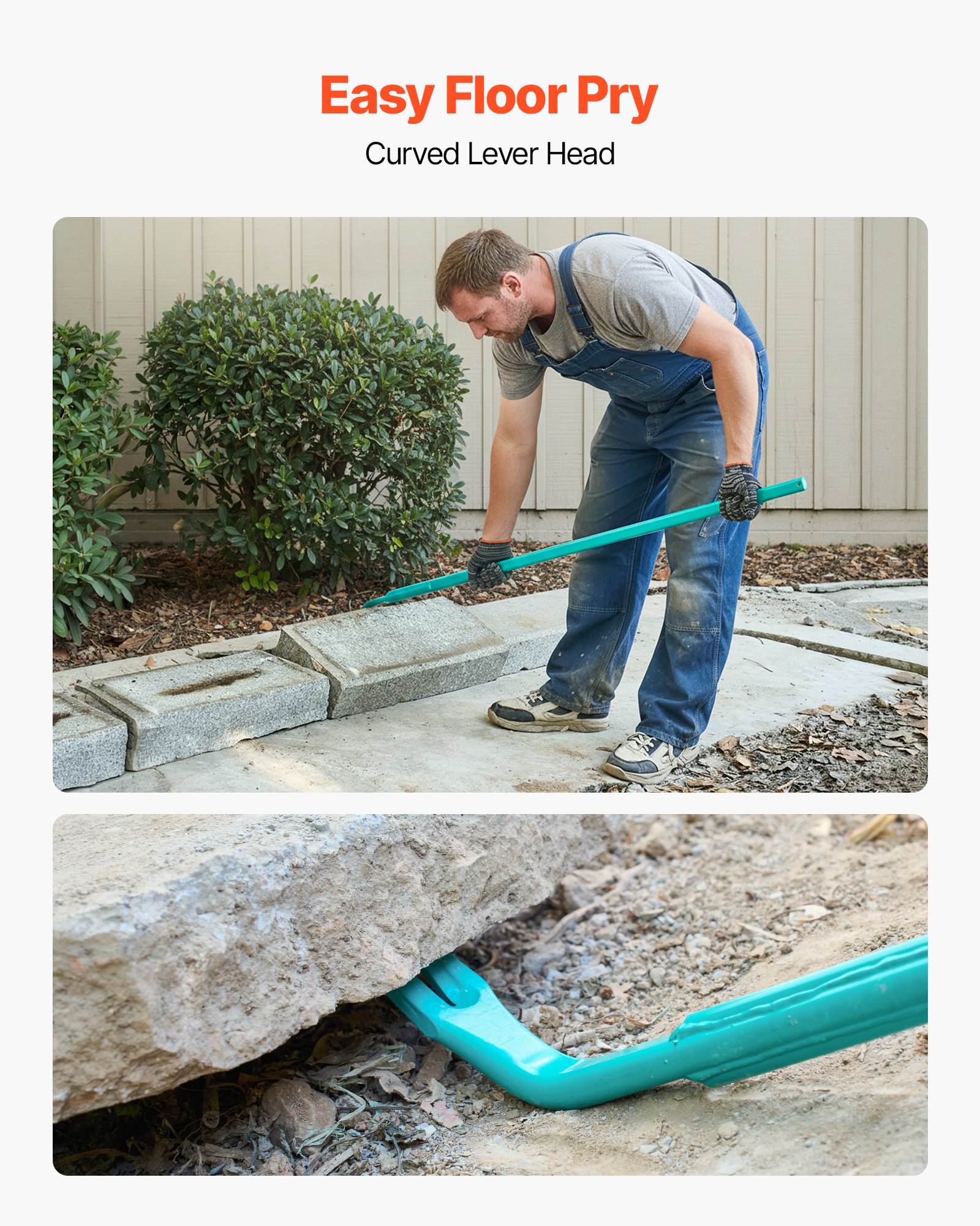 VEVOR koevoet, ca. 907 kg draagvermogen, 1422,4 mm totale lengte, staal, spijkertrekker voor sloopwerkzaamheden, beton en breken, ideaal voor gebruik in de bouw en industrie, met optimale hefboomwerking