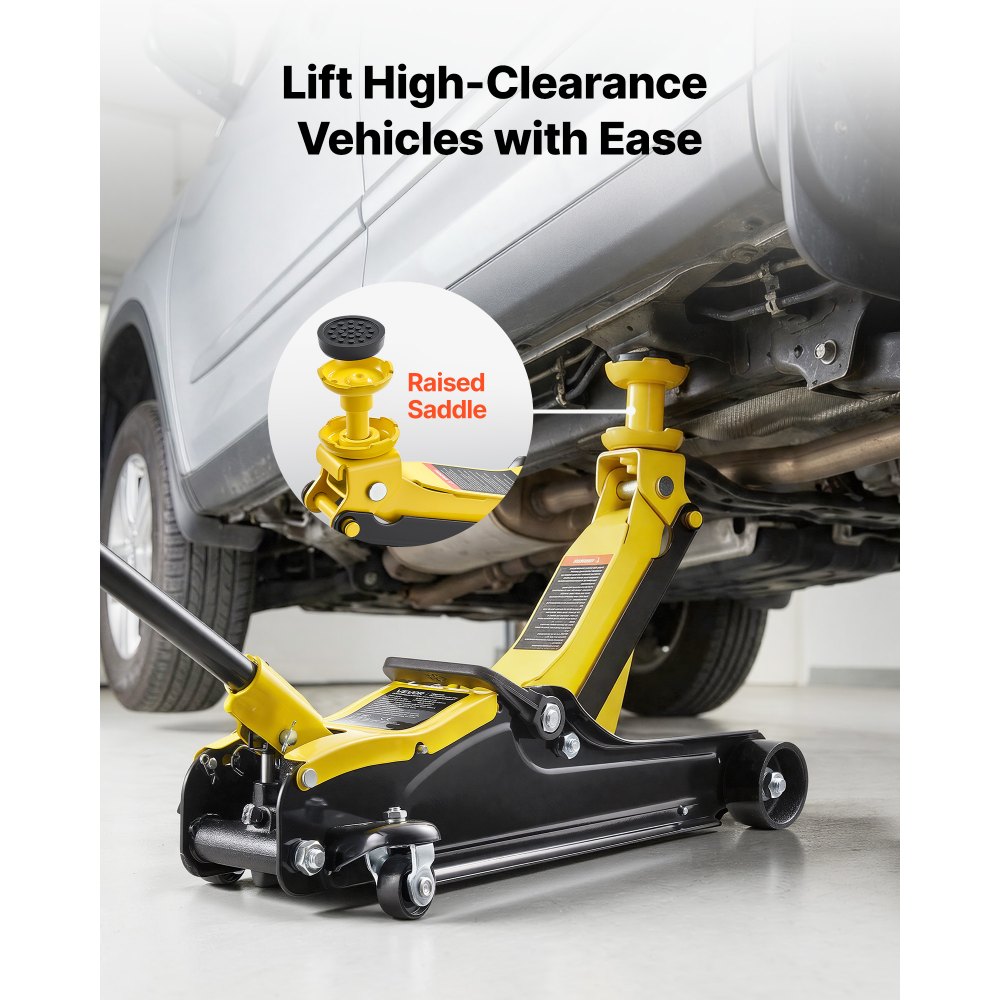 VEVOR hydraulische krik met hefvermogen van 2,5 ton, stalen krik met snelhefpomp met enkele zuiger en verhoogde steun, autokrik voor SUV's, hefhoogte van 85-320 mm, krik voor raceauto's