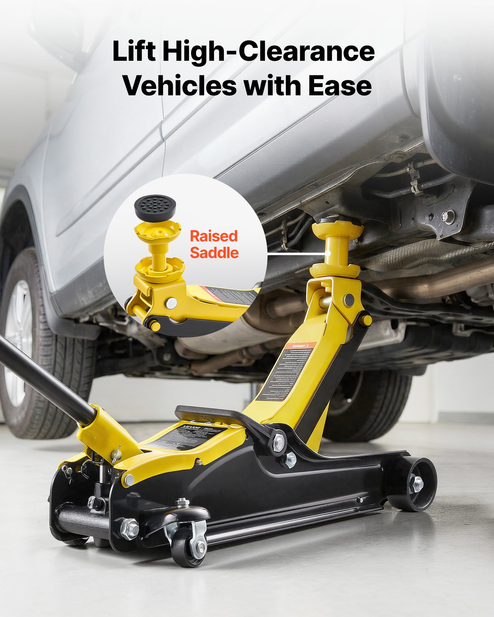 VEVOR hydraulische krik met hefvermogen van 2,5 ton, platte stalen krik met snelhefpomp met één zuiger en SUV-adapters, autokrik voor sedans, hefbereik van 85–320 mm, krik voor raceauto's