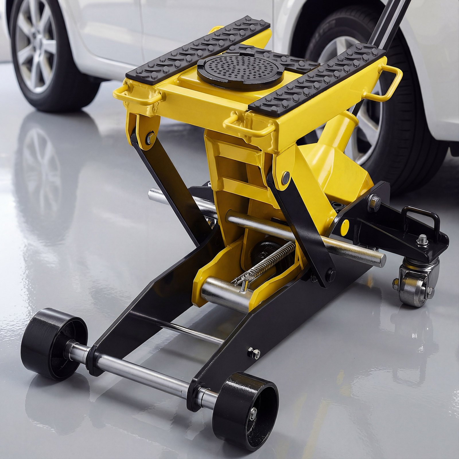 VEVOR hydraulische krik met hefvermogen van 2 ton, platte stalen krik met snelwerkende pomp met enkele zuiger, autokrik voor auto's, motoren en ATV's, hefbereik van 150–435 mm, krik voor raceauto's