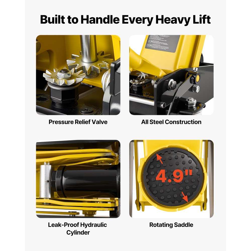 VEVOR Low Profile Floor Jack, 3 Ton (6614 lbs) Capacity, Steel Racing Floor Jack with Single Piston Quick Lift Pump & Foot Pedal, Hydraulic Trolley Car Lift for SUVs, Pickups, Lifting Range 5.1"-19.7"