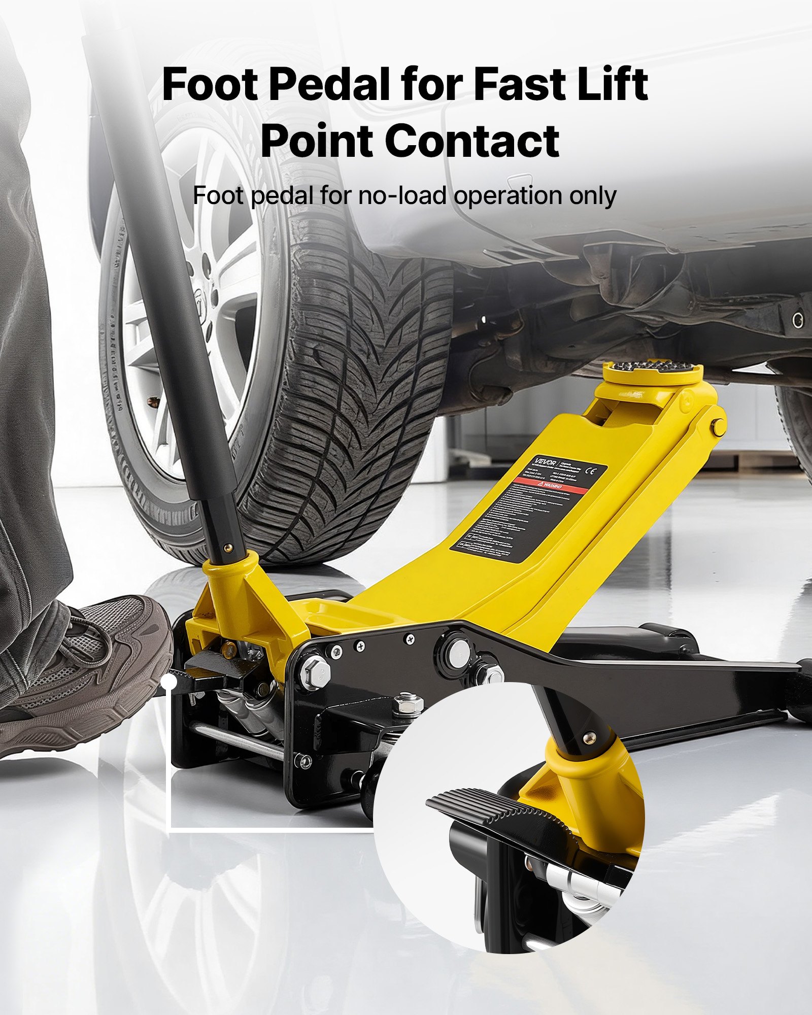 VEVOR Low Profile Floor Jack, 3 Ton (6614 lbs) Capacity, Steel Racing Floor Jack with Dual Pistons Quick Lift Pump & SUV Adapter, Hydraulic Trolley Car Lift for Sports Cars, Lifting Range 2.95"-19.7"