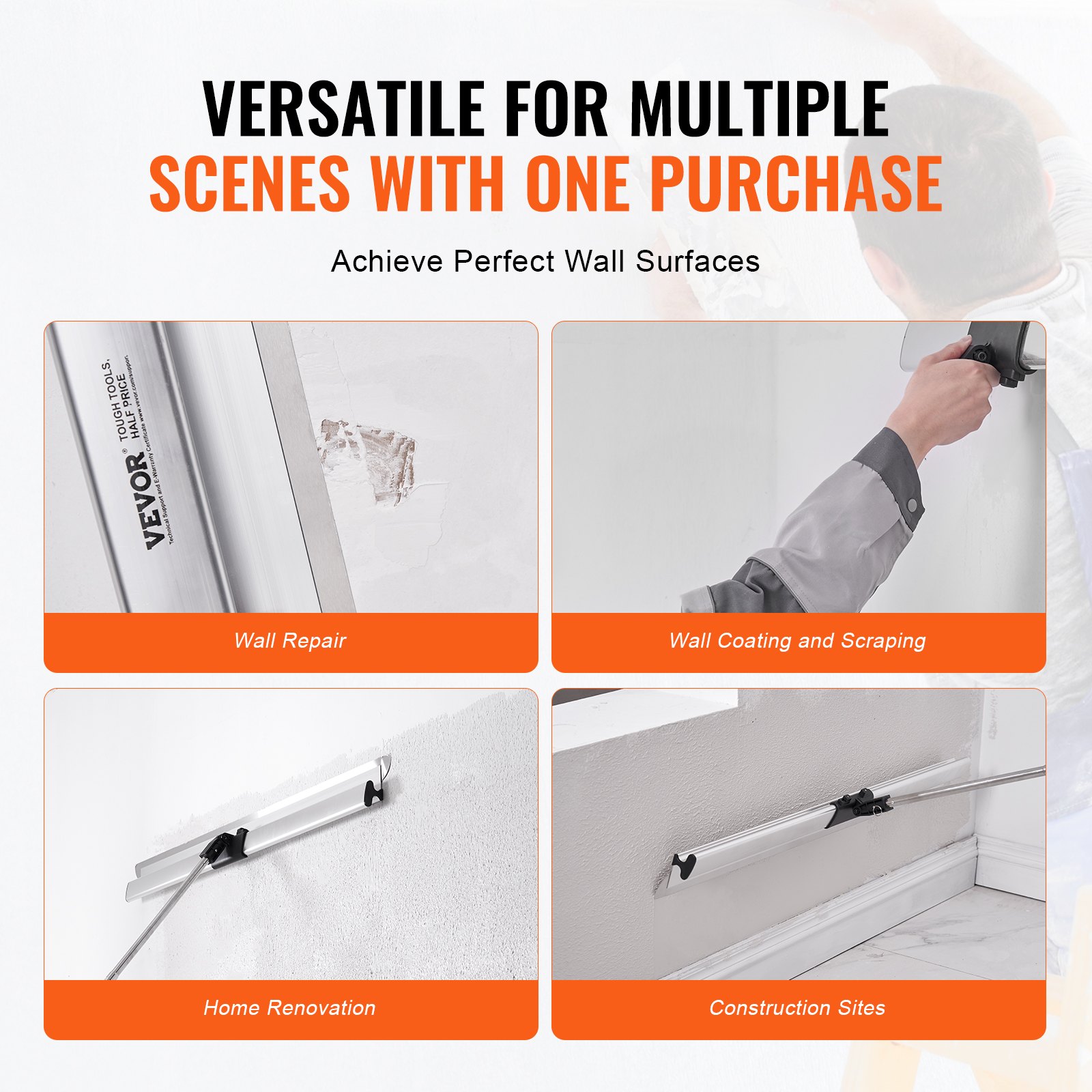 VEVOR Gipsplaatkitmesset, handvat + fixator-gladmesaccessoire, professioneel gereedschap voor gipsplaatkit, smudger-/gipsplaatmes, voor gipsplaat/wandplaat/gipskartonplaat (zonder lemmet)