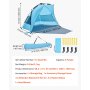 VEVOR Pop-Up Strandtent/Zonnescherm voor 4 personen, UPF 50+ bescherming, Draagbare strandtent met draagtas en grondankers, Lichtgewicht strandparasol voor kamperen, vissen, picknicken, zonnetent