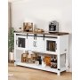 VEVOR Coffee Bar Cabinet, 47.3 x 15.7 x 32.7 in Farmhouse Coffee Bar Cabinet with 4-Tier Storage, Coffee Bar Table with Barn Doors, Farmhouse Sideboard Buffet Cabinet for Living Room, Entryway