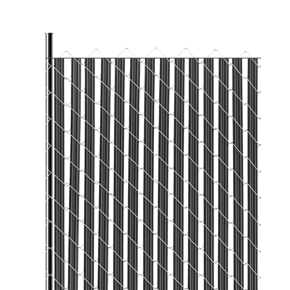 VEVOR Bottom Locking Privacy Slats, Single-Wall Vertical Bottom-Locking Slats for Chain-Link Fence, High-Density HDPE Chain Link Slats Ideally Fit 6' High Fence for Garden, Farm, Sports Field(Black)