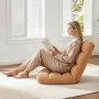 VEVOR Vloerstoel, 14 standen verstelbaar, vloerfauteuil met rugleuning, relaxfunctie met metalen frame, schuim- en koraalvliesbekleding, multifunctioneel om te lezen en te ontspannen, bruin