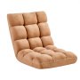 VEVOR Vloerstoel, 14 standen verstelbaar, vloerfauteuil met rugleuning, relaxfunctie met metalen frame, schuim- en koraalvliesbekleding, multifunctioneel om te lezen en te ontspannen, bruin