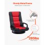 VEVOR Swivel Floor Gaming Chair with Armrests, 360-Degree Rotating Floor Chair with 6 Adjustable Position Folding Backrest and Lumbar Support, Folding Video Reclining Sofa for TV Reading, Red Black