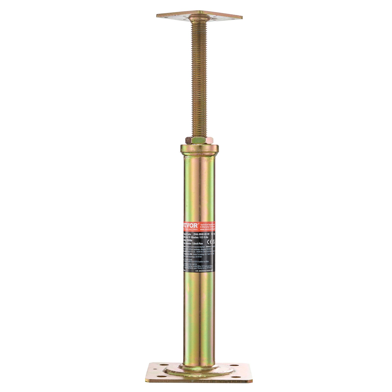 VEVOR 4-pack zware vloerkrikken, hoogtebereik van 11,6 tot 16,0 inch, maximale laadcapaciteit per eenheid: 2200 lbs, verstelbare steunbalk voor nivellering, gegalvaniseerde telescopische vloerkrik voor tijdelijke ondersteuning
