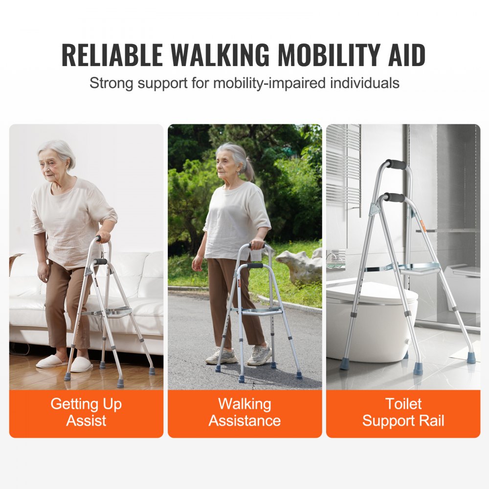 VEVOR Opvouwbare Hemi Walker, opvouwbare rollator met één arm voor senioren met 6-traps hoogteverstelling, lichtgewicht aluminium | Laterale mobiliteitshulpmiddel met één hand voor ouderen met een beperking, tot 159 kg