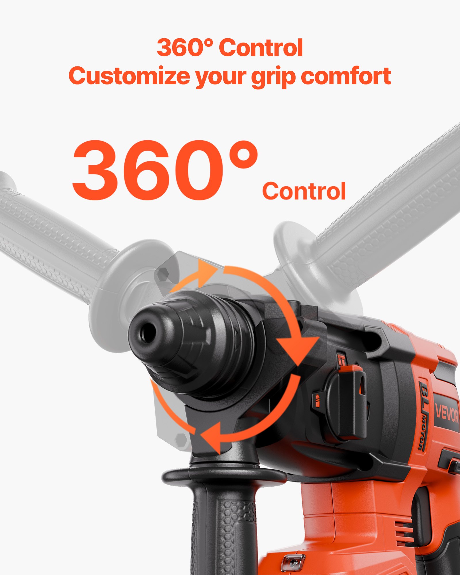 VEVOR 20V borstelloze accuboorhamer, lithium-ion 26 mm boorhamer, SDS-Plus lichtgewicht elektrische set met accu, lader en draagtas, 4 functies, 1200 tpm, 5300 slagen per minuut