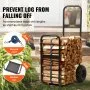 VEVOR brandhoutwagen 67x52x110cm brandhoutwagen stalen brandhoutwagen met poedercoating met rubberen wielen van 266,7 mm houtwagen 113,4 kg laadvermogen transportwagen incl. bungeetouw vloernet
