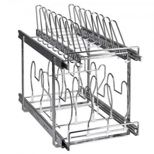 Uittrekbare dekselhouder voor de keuken, metalen, verstelbaar, voor koekenpannen