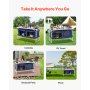 VEVOR Camping Kitchen Table, Folding Outdoor Cooking Table, 3 Adjustable Height, Aluminum Lightweight Portable Cook Station with Storage Organizer, Carry Handle, for BBQ Party Picnic RV Travel, Blue