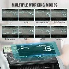 VEVOR geldtelmachine, bankbiljettenteller met UV-, MG-, IR- en DD-valsgelddetectie, USD- en EUR-geldtelmachine met groot LCD- en extern display voor kleine bedrijven