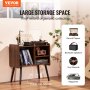 VEVOR Record Player Stand 2-Tier Wooden Turntable Stand 3 Cabinets Black & Brown