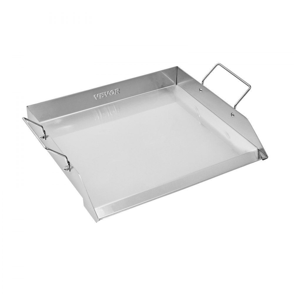 VEVOR Grillplaat Grillpan van roestvrij staal Universele rechthoekige plaat (448 x 370 mm) met vlakke bovenkant, gasgrillplaat voor BBQ Grill Teppanyaki, kookgerei voor gezinnen met handvat