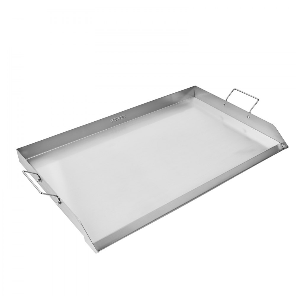 VEVOR Grillplaat Grillpan RVS Universele Rechthoekige Plaat (910 x 525 mm) met Platte Bovenkant, Gasgrillplaat voor BBQ Grill Teppanyaki, Draagbare Familie Kookgerei met Handvat