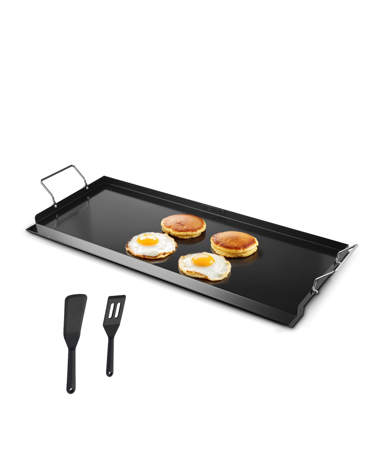 VEVOR Bakplaat Grillpan Koolstofstaal Universele Rechthoekige Plaat (812 x 310 mm) met Platte Bovenkant, Gasgrillplaat voor BBQ Grill Teppanyaki, Draagbare Familie Kookgerei met Handvat