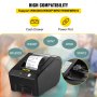 VEVOR Thermische Pos Printer 58mm Bonprinter 193x136x122mm Thermische Bonprinter Gemaakt van Duurzaam ABS met 90 mm/s Afdruksnelheid voor Telecommunicatiekosten het Afdrukken van Afhaalmaaltijden