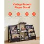 VEVOR Record Player Stand, 3 Tiers Metal Vinyl Record Stand, Turntable Stand with Record Holder Vinyl Display Shelf, Wooden Record Holder Ideal for Bedroom, Living Room, Black
