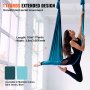 VEVOR Aerial Yoga Hangmatset 10 x 2,8 m, Groene Aerial Yoga Schommel Air Flying, Indoor Aerial Yoga Hangmat Schommel, Max. Draagvermogen 1000 kg, incl. Yogasokken & Stalen Karabijnhaak & Aluminium Draaibare