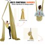 VEVOR Aerial Yoga hangmatset 4 x 2,8 m, Golden Aerial Yoga Swing Air Flying, Yoga Swing Hangmatschommel 1000 kg Maximaal draagvermogen, inclusief yogasokken en stalen karabijnhaak, anti-zwaartekrachtoefeningen