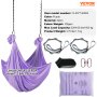 VEVOR aerial yoga hammock set with purple nylon fabric, carabiners, daisy chains, and anti-slip socks.