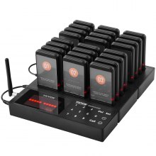 VEVOR Restaurant Pager System, 400m Wireless Queue Signal, Beeper to Answer Guest Calls with Vibration and Flashing, 24 Pagers for Food Truck, Church