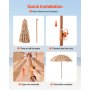 VEVOR Tiki Umbrella, 6.5 ft Thatched Patio Umbrella with Tilt, Hawaiian Style Beach Parasol with Durable PP Thatch and 8 Metal Ribs, Grass Pool Umbrellas for Beach, Patio, Poolside, Backyard & Garden